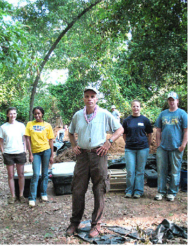 Dr. Randolph Daniel Jr with students at field site